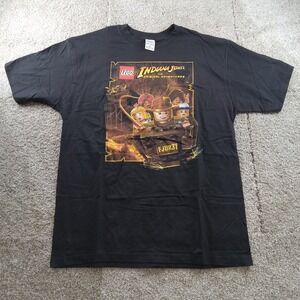 Lego x Indiana‎ Jones Shirt Mens XL Black 2008 Promo Gaming Tee Deadstock RARE